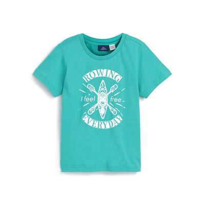 Boys Medium Green Graphic Printed Short Sleeve T-Shirt